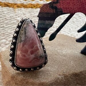 ❤️ Rhodochrosite Gemstone 925 Navajo Southwestern Size 7.25 Ring 8.9 Gm